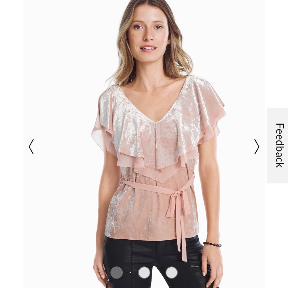 White House Black Market Top Velvet Flounce